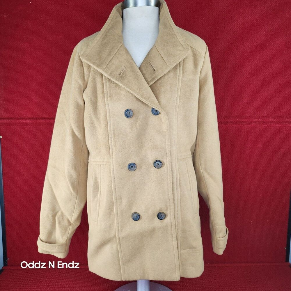 Forever 21 Girls Double-Breasted Beige Pea coat Size XL